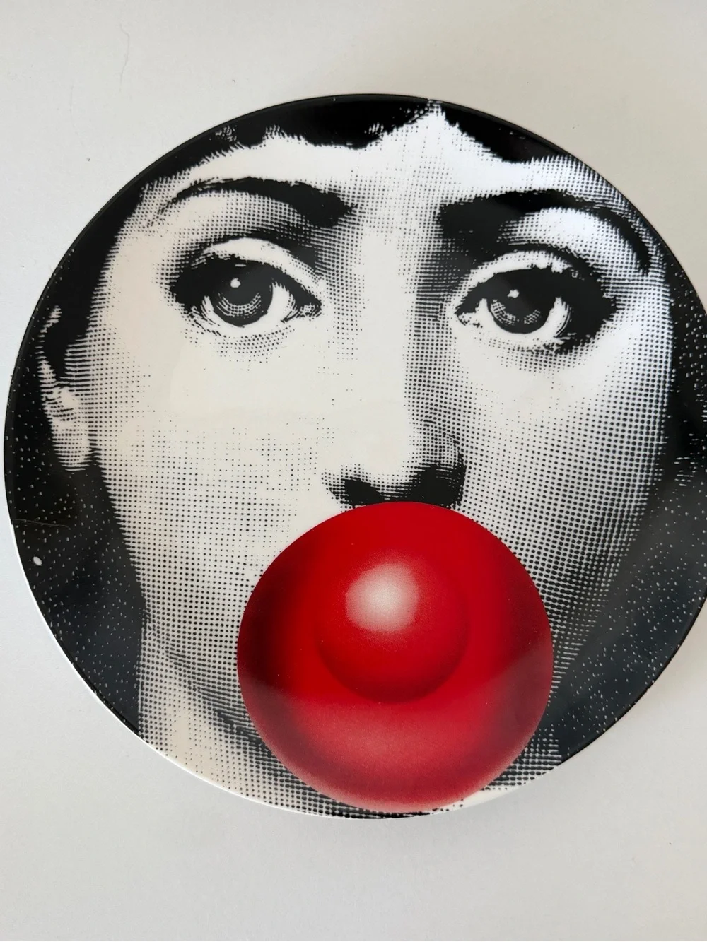 Decorative Art Plate Woman Face Red Bubble Pop Art Wall Decor 8”